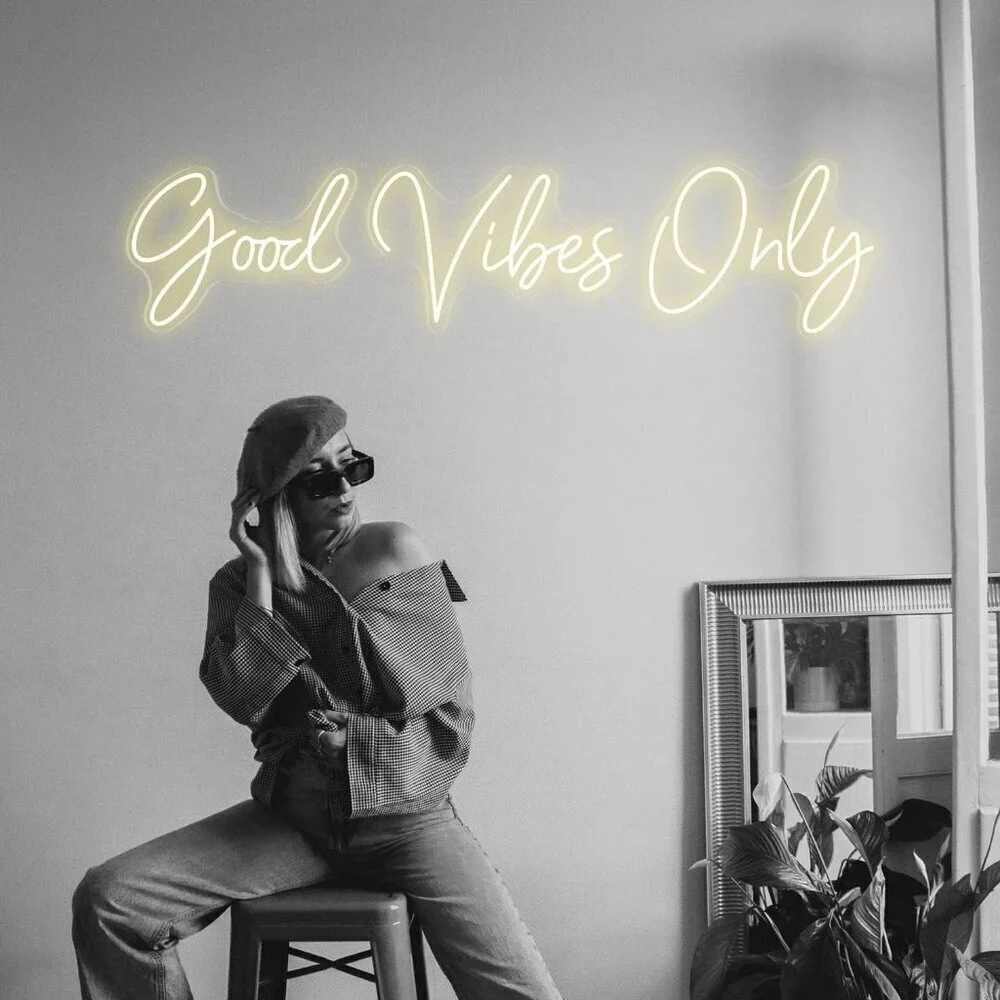 🆕Neon Sign White Large Good Vibes for Wall Decor, Room, Party, Bar 56×13 inch